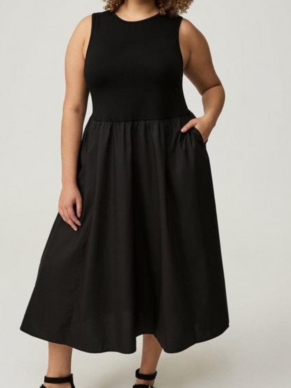 torrid Black Sleeveless Midi Dress with Pockets